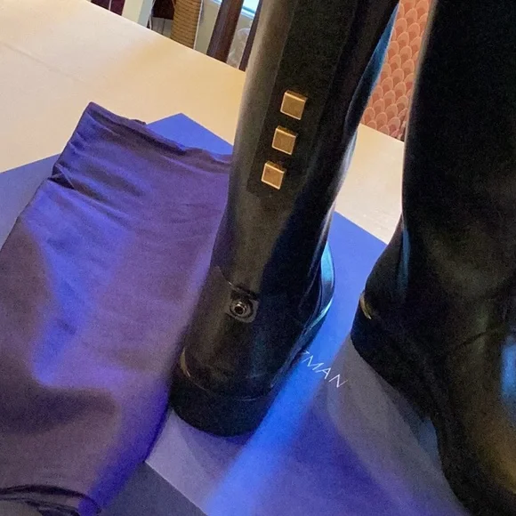 NWT beautiful Stuart Weitzman black rain boots - Picture 6 of 11